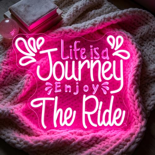 Image of Pink Neon Sign Led Neon Lights Signs for Wall Decor USB Powered Led Signs for Room Decoration-Life is a Journey Enjoy The Ride