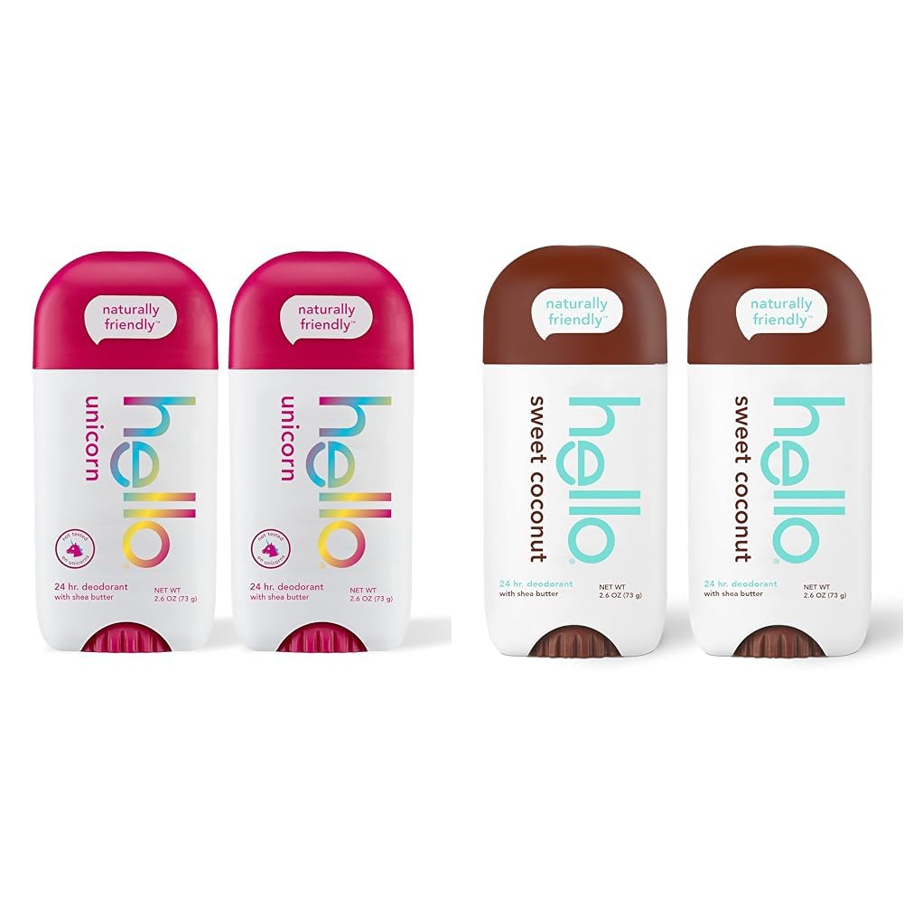 hello Unicorn Aluminum Free Deodorant for Women, Girls, Safe for Kids, Dermatologically tested & Sweet Coconut Deodorant With Shea Butter for Women + Men, Aluminum Free, Baking Soda Free
