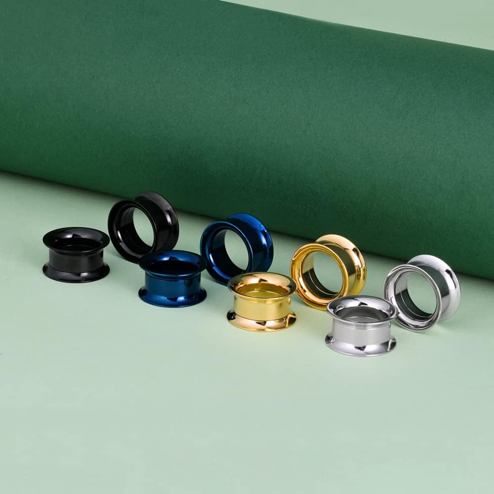 TBOSEN 4 or 3 Pairs Stainless Steel Screw Fit Ear Tunnels Large Double Flared Shape Gauges Piercing Gift Packing Stretchers 0g to 1 Inch