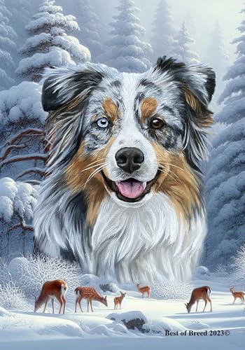 Australian Shepherd Blue Merle - Best of Breed Winter Wonderland Garden Flag