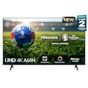 Hisense 75A68N-75 inch 4K UHD Smart Google TV with 4K AI Upscaler, DTS Virtual: X, HDR+/HDR10, Game Mode PLUS, 60Hz VRR ALLM