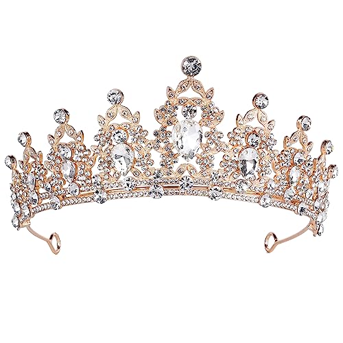 Tiara verde para novia ligera que no se cae con cristales brillantes de reina