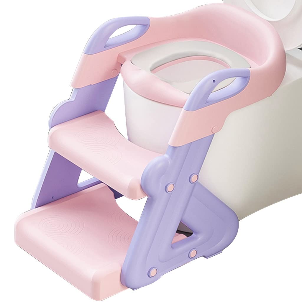 Potty with Ladder for Boys Adjustable Potty Training Seat for Girls Foldable and Stable PP Potty Chair with