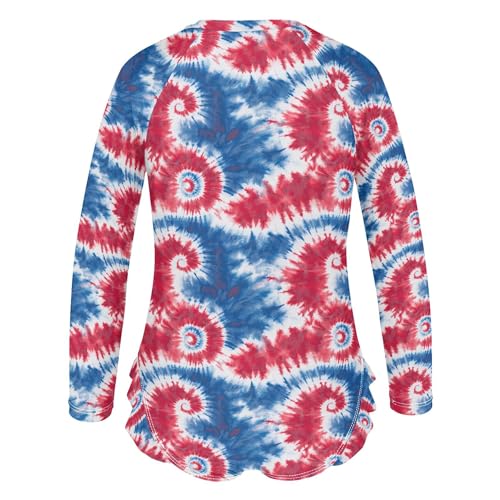 Tie Dye Girls Long Sleeve Rashguard Swimsuit UV Protection One-Piece Swimwear Bathing Suit B04045213