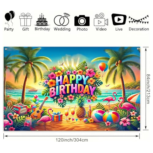 BlissYard fondo cumpleaños tema playa tropical 120x84 in miniatura 3