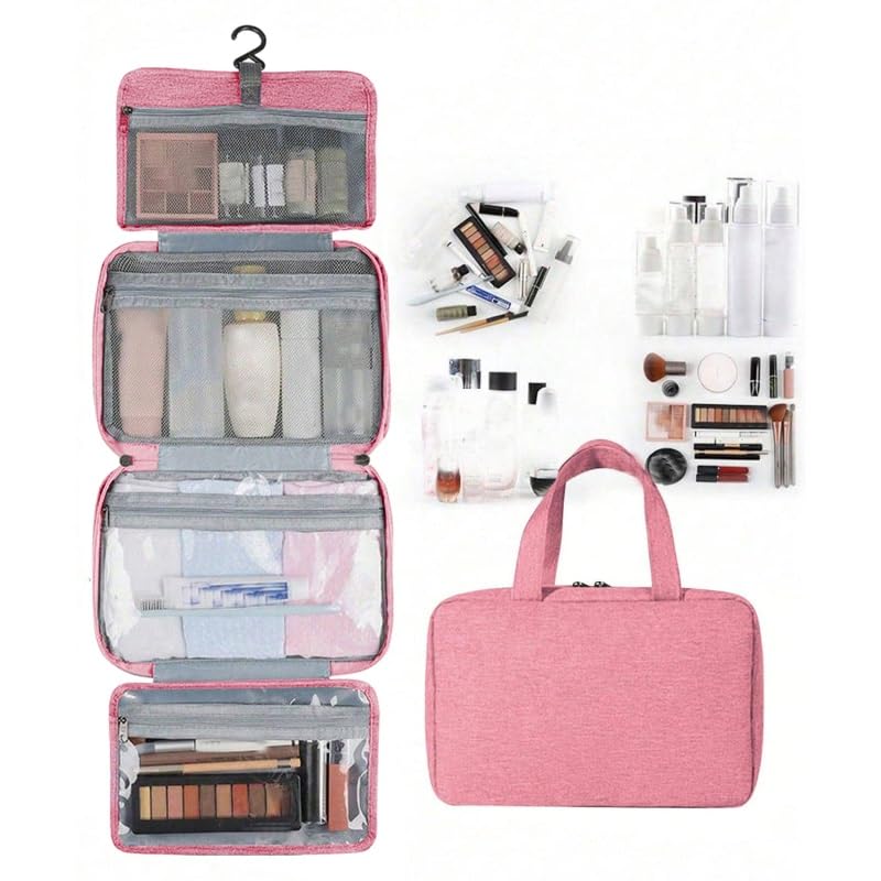 Borsa da Toilette da Viaggio, Borsa da Toilette da Appendere, Impermeabile, Contenitore per Cosmetici, Accessorio per Il Bagno, Asciugamano Umido e Asciutto Separato.