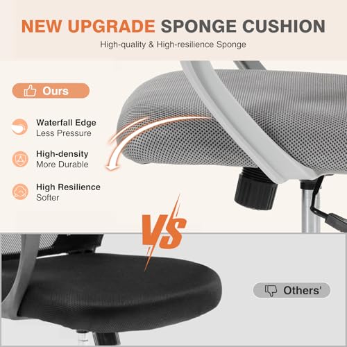Image of Sweetcrispy Home Office Managerial Executive Chair, Ergonomic Mesh Adjustable Swivel Mid-Back Computer Desk Chair with Comfortable Lumbar Support, Comfy Arms for Bedroom,Study
