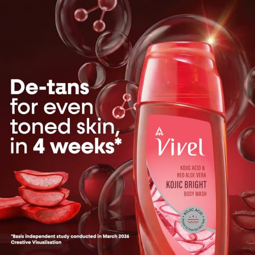 Image of Vivel Kojic Bright Body Wash 200ml|With Kojic Acid & Red Aloe Vera |De tan for Even Toned Skin | Dermatologist Recommended | No Paraben | For Men & Women
