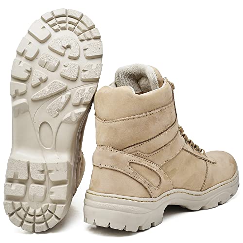 Bota Coturno Couro Masculina Adventure Areia Deserto Exército Cano Baixo (42, Areia)