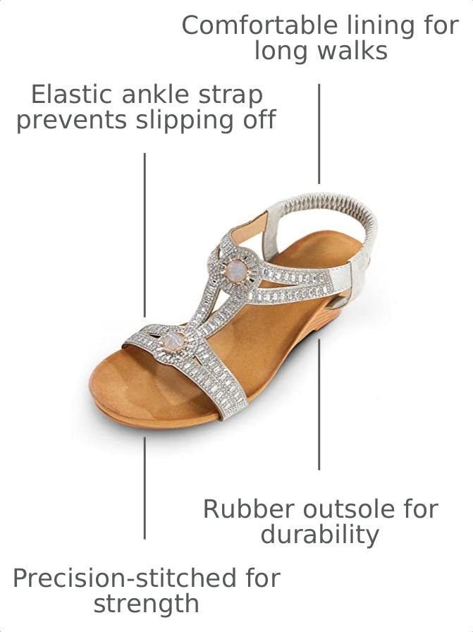 Image of FRALOSHA Wedge Sandals for Women Dressy Summer Rhinestone Glitter Open Toe Casual wedge heels Sandal Comfy Cute Beach Shoes