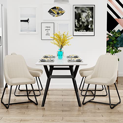 Apeaka Faux Leather Dining Chairs Set Of 2, Modern Upholstered Armless Kitchen Dining Room Chairs Desk Chair Accent Side Chairs Beige #TOP7