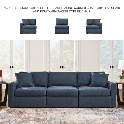 Image of Signature Design by Ashley 3-Piece Modular Sectional Couch, Ink Blue