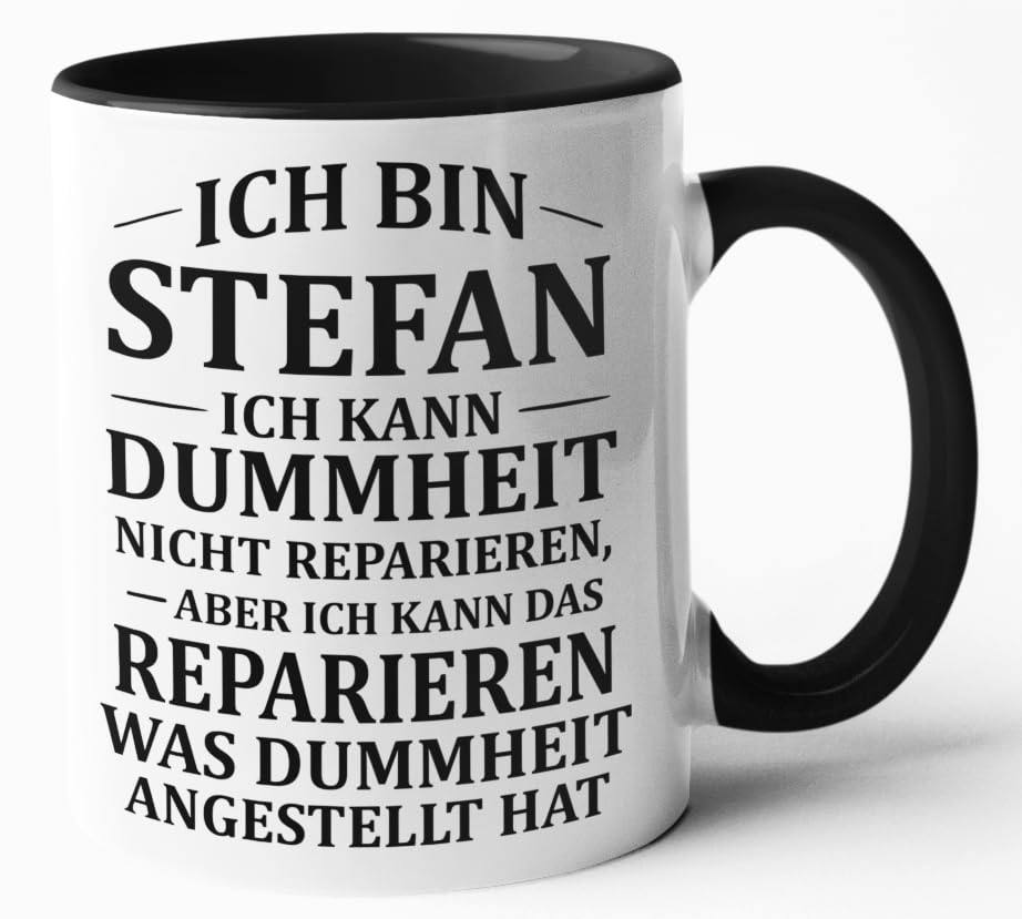 Personalisierte Tasse „Ich bin – NAME – ich kann Dummheit...