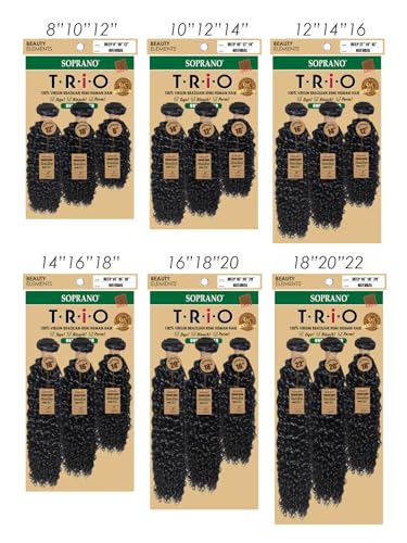 SOPRANO HH TRIO BRAZILIAN REMI BUNDLE 100% Human Hair 3 Bundles Set_One pack Enough (BOHEMIAN, 10