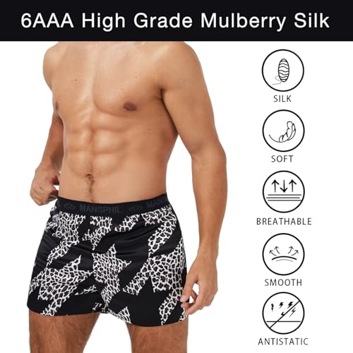 MANSPHIL Printed Silk Boxer Short for Men, Premium 6A Grade 22 Momme Mulberry Silk2