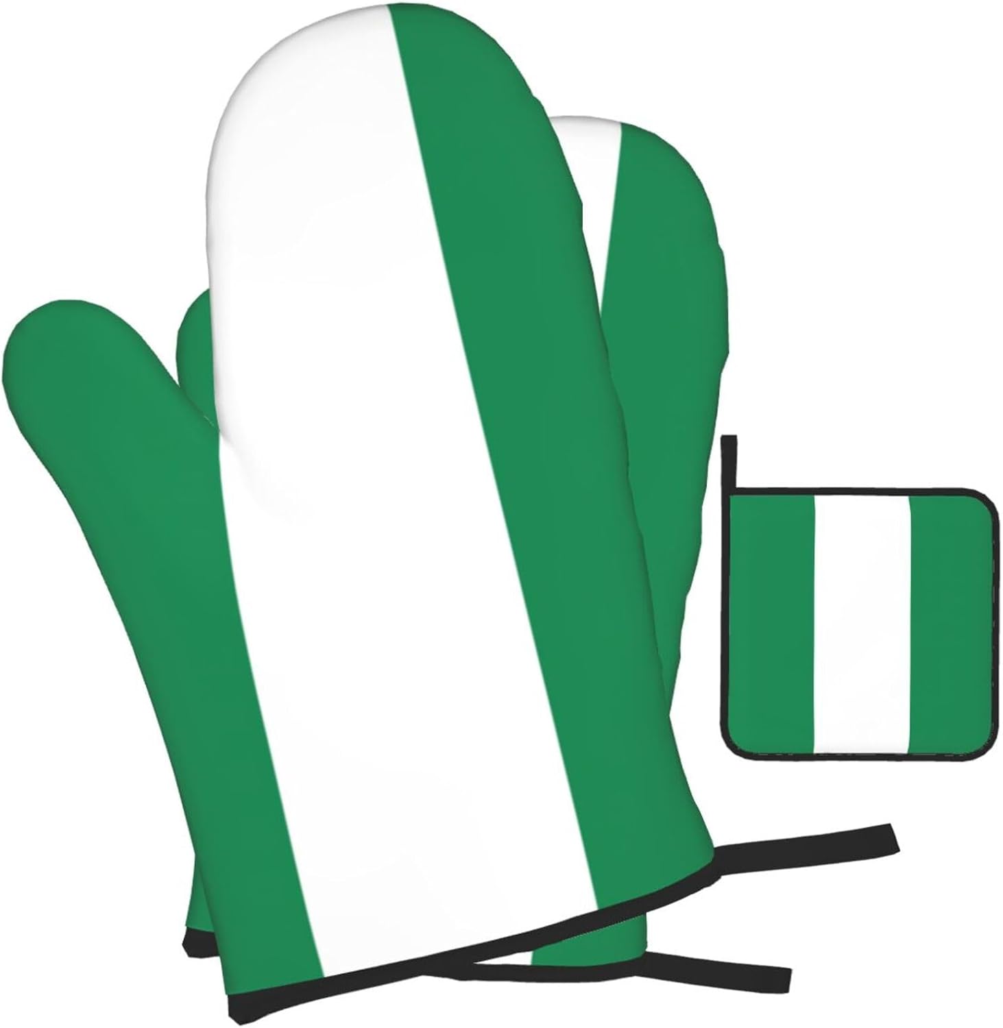 Flag of Nigeria Print Heat Resistant Microwave Gloves, Used for Baking, Cooking, and Fashion Kitchen Essentials