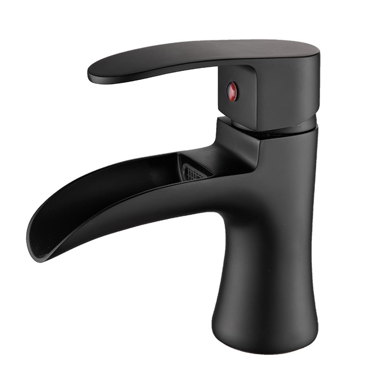 Robinet mitigeur chaud et froid cascade noir monotrou pour lavabo en laiton