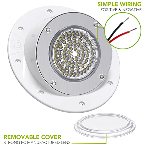 Leisure Led Rv Exterior Round Surface Mount Flood Porch Utility Light - White 12V 1100 Lumen Lighting Fixture Replacement Lighting For Weekend Warrior Rvs, Trailers, Campers, 5Th Wheels (White) #TOP3