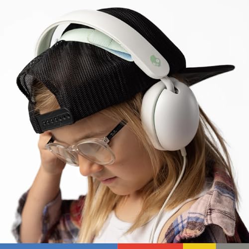 Image of Skullcandy Grom Wired Headphones, Volume-Limiting Audio, Comfortable Over-Ear Fit, Foldable, Designed for Kids 6+, Convenient for Travel with 3.5mm AUX Plug, Built-in Microphone - Bone Seafoam