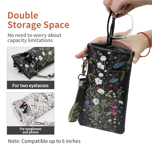 Image of Double Eyeglass Case Soft Dual Glasses Case for Women Men Travel Squeeze Top Sunglasses Cases Eyeglasses Pouch
