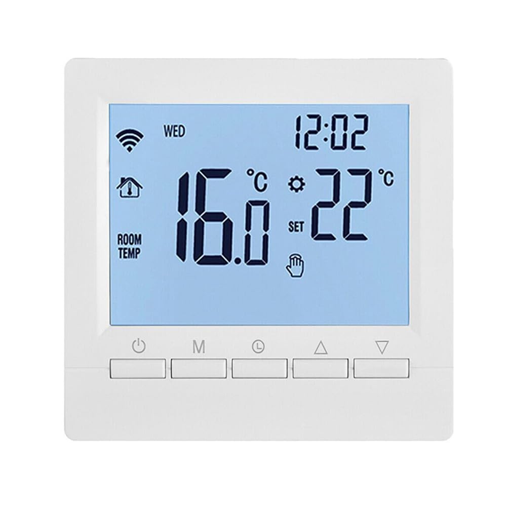 Termostato digitale per caldaia a gas e riscaldamento a pavimento elettrico, regolatore di temperatura programmabile LCD con controllo vocale, programma settimanale 5+2/6+1, blocco bambini, funzione