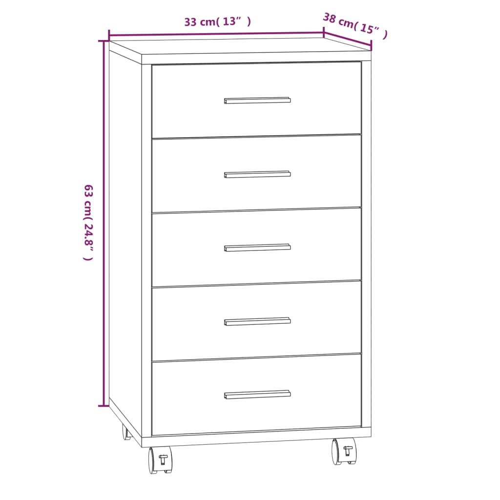 Cassettiera,Armadio porta cd Armadio indipendente Armadio da terra piccolo Adatto a camere da letto, ingressi e corridoi con Ruote rovere marrone in Legno Multistrato