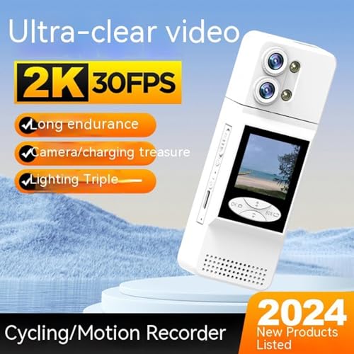 Wisoqu 2K Body Worn Camera, Supports Up to 256G Memory Card, 3000mAh Power Bank, Body Mounted Camera, 180° Rotatable Pocket Wearable Camera for Riding Hiking