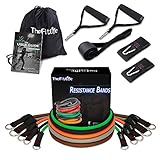 TheFitLife Exercise Resistance Bands with Handles - 5 Fitness Workout Bands Stackable up to 110/150/200/250/300 lbs, Training Tubes with Large Handles, Ankle Straps, Door Anchor, Carry Bag (300LBS)