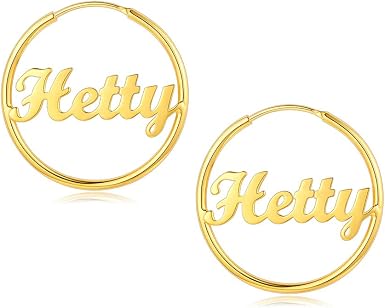 Custom Yellow Gold Silver Hoop Earrings 