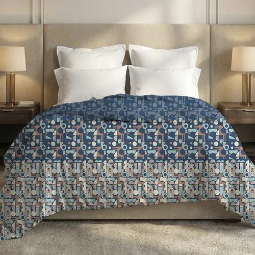 Image of MYTRIDENT Soft Comfort Comforter, 100% Cotton Cover, 200 GSM Fiber Filled Comforter, 88 Inches x 104 Inches, King Size Comforter, Printed, AC Blanket, Reversible - Deco Dusk