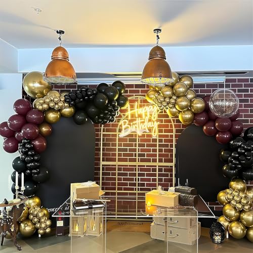 Image of HILAVO Black Burgundy Gold Balloons 12 Inch for Kids Halloween Birthday