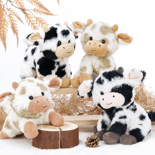 Muiteiur Cow Stuffed Animals Soft 4 Pcs, Cute 10 inch