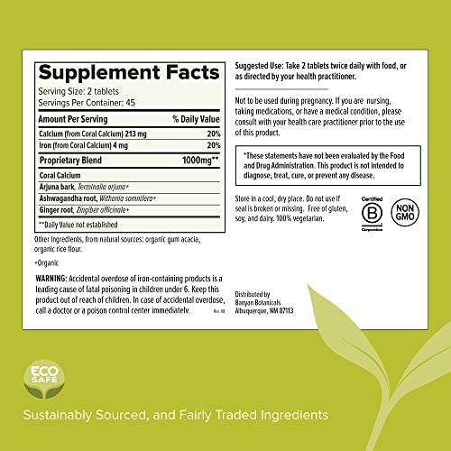 Banyan Botanicals Healthy Bones – Organic Bone Health Supplement With Ethical Coral Calcium – All Natural Calcium Supplement For Bones & Joint Health* – 90 Tablets – Non-Gmo Sustainably Sourced #TOP1