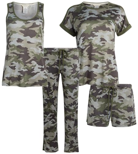 Image of Lucky Brand Women's Pajama Set - 4 Piece Sleep Shirt, Tank Top, Pajama Pants, Lounge Shorts (S-XL)