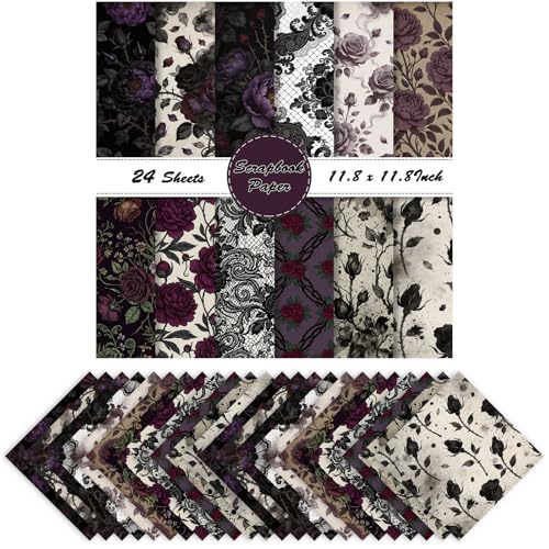 Papier scrapbooking rose gothique 30x30 cm pour journal intime et album photo vintage