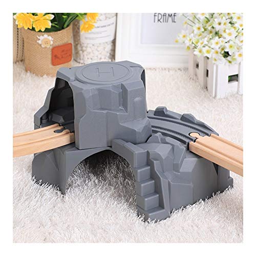 XYAN Kunststoff Grau Doppeltunnel aus Holz Train Track Zubehör Tunnel Gleis Eisenbahn Slot Holz Eisenbahn Spielzeug…