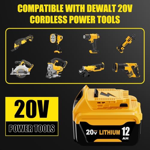 Image of 2Pack 12000mAh High Capacity DCB206 Replacement for Dewalt 20V Max Battery