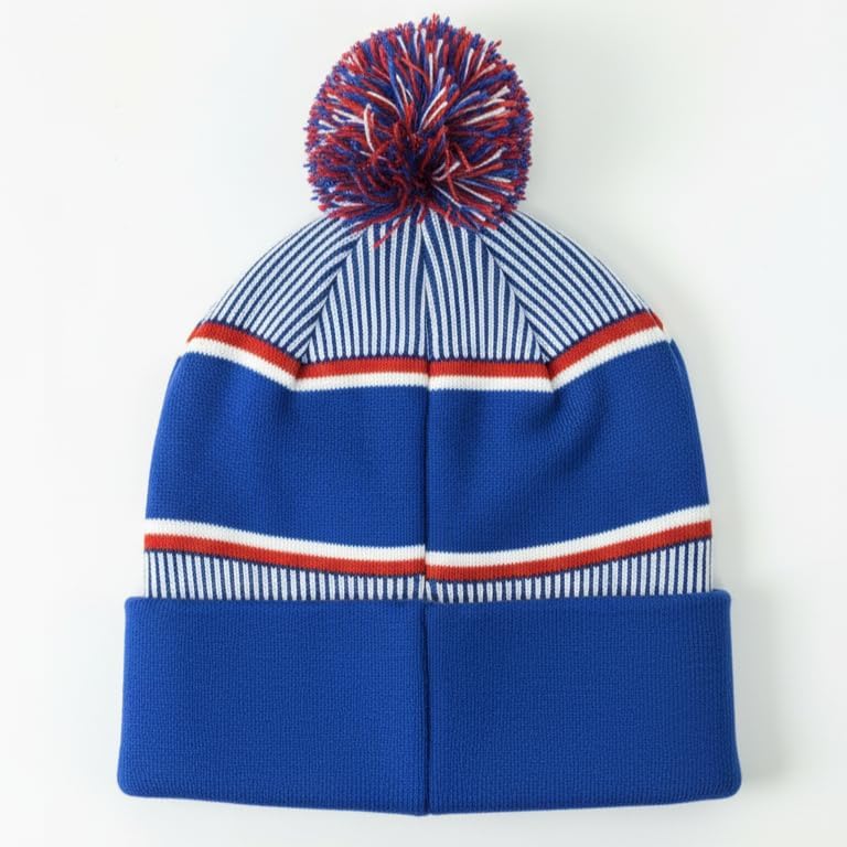 Icon Sports Officially Licensed FC Barcelona Adult Pom Pom Winter Beanie Hat – Barca Blue/Red Striped Knit Cap, 100% Acrylic Bobble Hat for Men and Women - Image 2