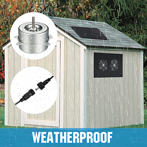 Dc House 20W Solar Powered Dual Metal Shell Exhaust Fan Kit For Chicken Coops, Greenhouses, Sheds, Pet Houses, And Windows - Waterproof And Plug & Play #TOP4