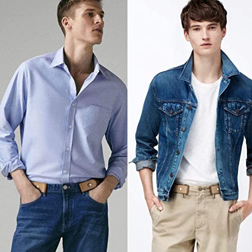 Image of WERFORU No Buckle Show Belt for Men Buckle Free Stretch Belt for Jeans Pants 1.38 Inches Wide Father's Day Gift