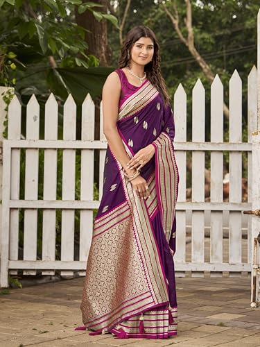 MANOHARI magenta banarasi silk saree – image 4