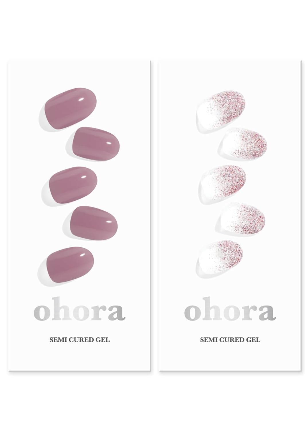 ohora Semi Cured Gel Nail Set of 2 (N Bare Plum & N Basic Nails no.3) - Professional Salon-Quality Nail Care