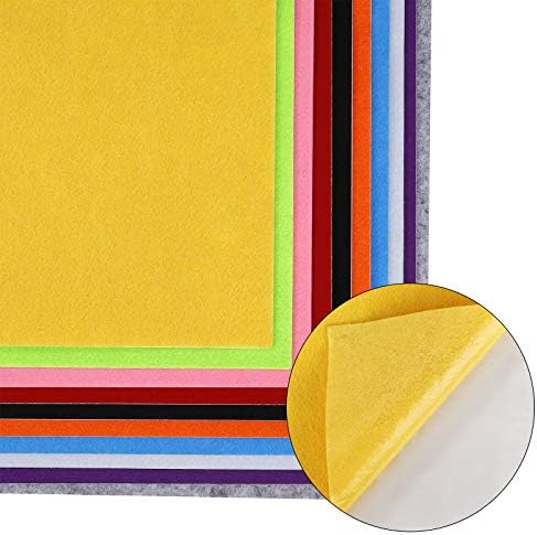 Adhesive Felt Fabric Sheets, A4 Crafts Felt Stickers 8.3x11.8 Inch Children's Handmade Nonwoven Fabric for Kindergarten DIY Creating Sewing Projects, Christmas Decoration (10 Sheets)