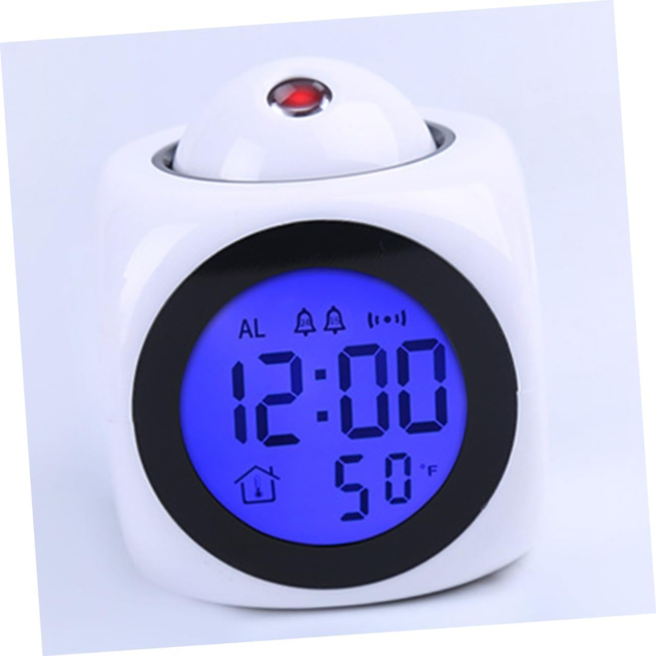 STOBAZA Multifunctional Projection Alarm Clock with LED Display and Voice Talking Alarm Sounds Rotatable Red Digit Projection Wall Ceiling LCD and Temperature for Bedroom Use