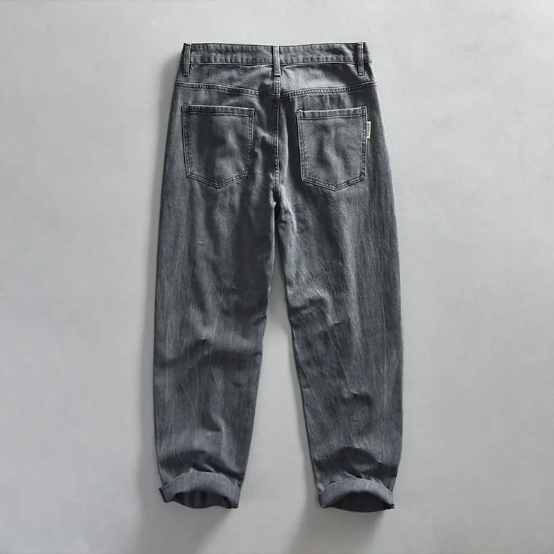 Spring Autumn Vintage Casual Cotton Mens Jeans Washed Soft Loose Straight Streetwear Cargo Pants3