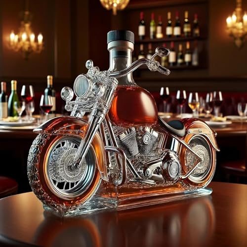 Glasflasche Motorrad Whisky Dekanter- Geschenke FüR Whiskyliebhaber, Lustige GeträNkeflasche FüR Whisky Champagner Vodka Kitchen Restaurant Gewerbliche MotorräDer Liebhaber (1 PCS)