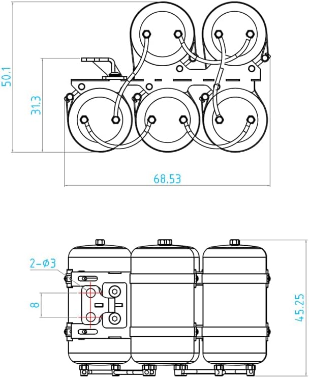 TOUCAN RC HOBBY LESU Handmade DIY Model Part Metal Air Tank for 1/14 RC Modify for Tamiya Tractor Truck