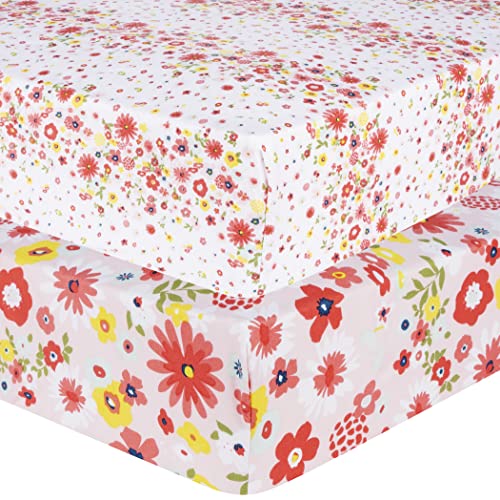 Image of Sammy & Lou Floral Sprinkles 2-Pack Microfiber Fitted Crib Sheet Set, Fits Standard Crib Mattress 28 in x 52 in; Fully Elasticized,