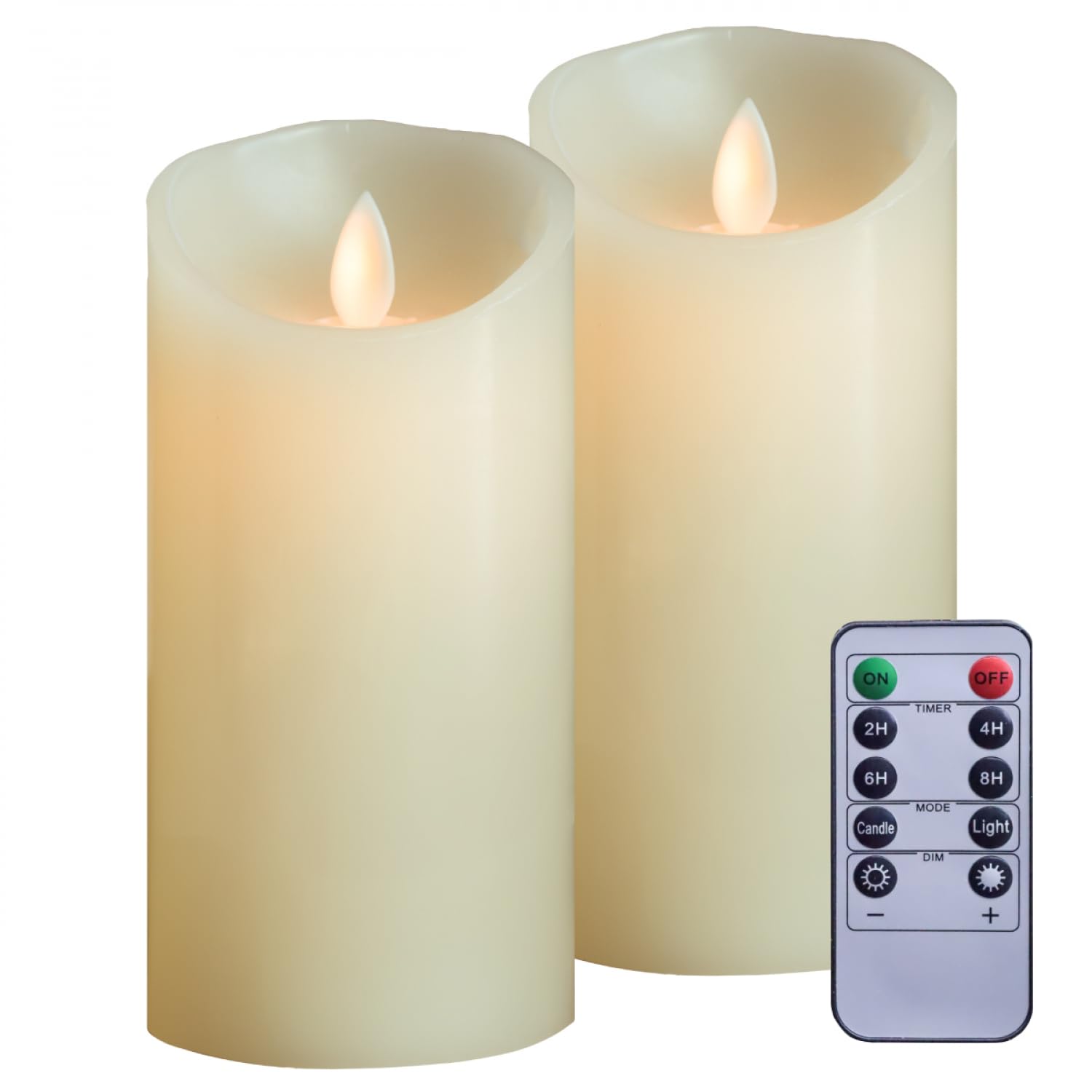 Vivezen - Lot de 2 bougies à LED 15 cm en cire avec télécommande, flamme vacillante