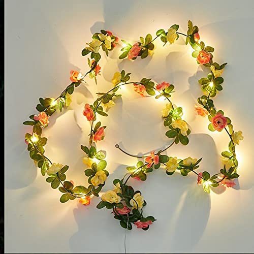 Alovdlit Solar Powered Rose String Lights Waterproof 16Ft 50 Led Fairy Lights Artificial Flower Floral Garland Light Decorations Garden Patio Fence Yard Outdoor (Orange) #TOP5